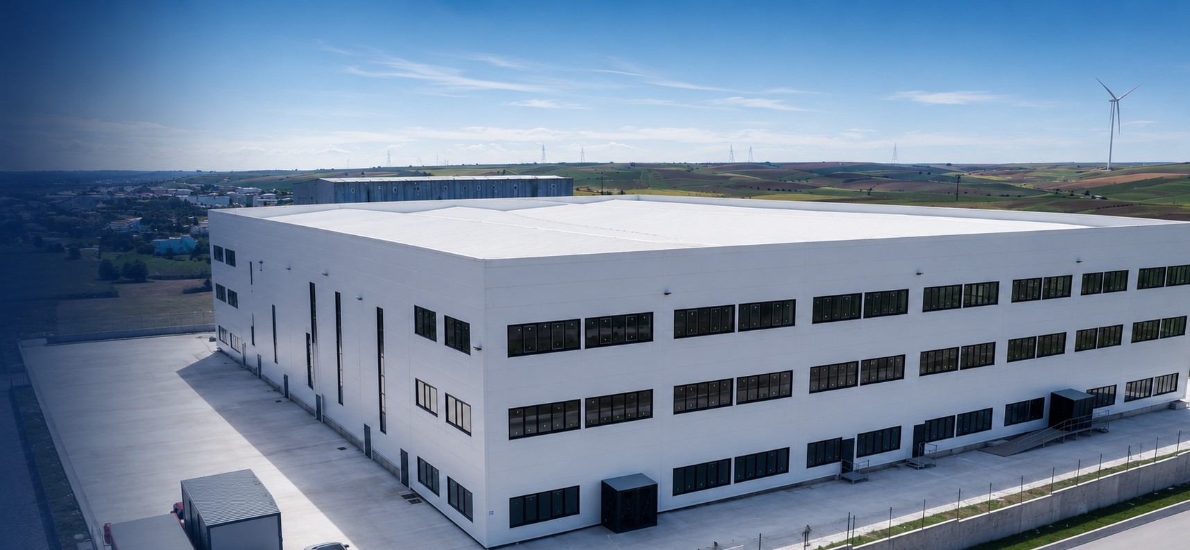 Planer production plant, aerial view